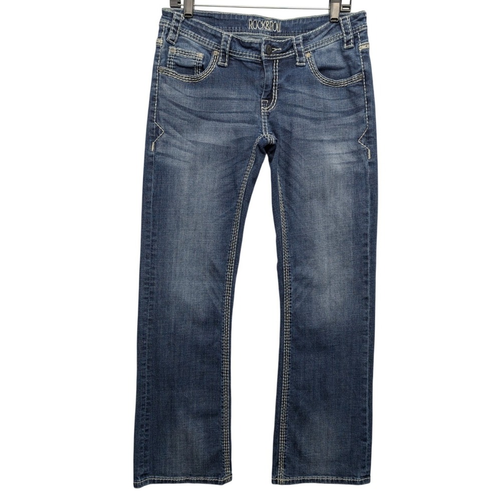 Rock & Roll Cowgirl Straight Leg Jeans Womens Medium Wash W7-9516‎